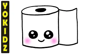 HOW TO DRAW A CUTE TOILET PAPER EASY