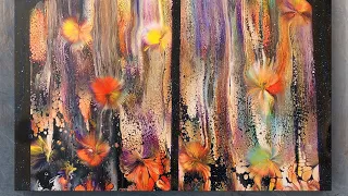 Acrylic Pouring on wooden cradle board~3D effect ~Fantasy Garden look stunning 🤩 Fluid art