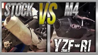 15-17 Yamaha YZF-R1 Stock Exhaust vs M4 Street Slayer Slip On Exhaust Sound Comparison