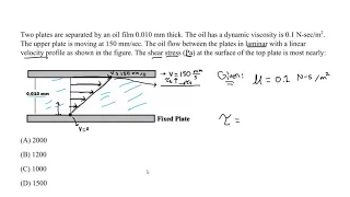 FE Exam Review - Fluids - Shear Stress/Viscosity