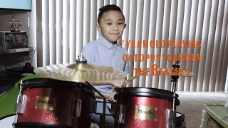 7 Year Old Playing Octopus' Garden - The Beatles Drums