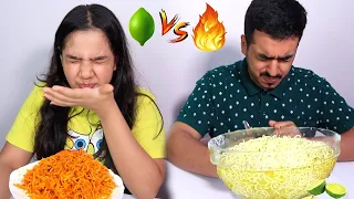 تحدي الأكل الحار 🔥 ضد الحامض 🍋 نودلز الكوري الحار ×3 ! Spicy vs sour challenge