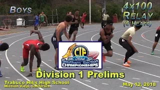 2018 TF - CIF-ss Prelims (D1) - 4x100 (Boys, 6 Heats)