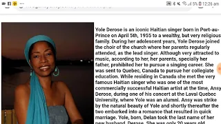 The Biography of Yole Derose Haitian Lady Singer