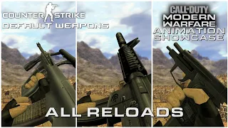 Counter-Strike 1.6 Default Weapons with MW19/MW22 All Reloads Animations Showcase [1080p 60FPS]