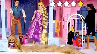 Barbie Doll LOL Rapunzel Family Check in The Worst Rated Hotel - Travel Routine!