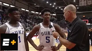 Zion Williamson, R.J. Barrett interview with Jay Bilas [Duke vs. Toronto, August 17, 2018] | ESPN