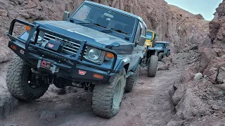 HZJ73 Land Cruiser crawling off road with some Sweet Jeeps