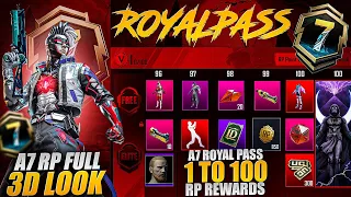 Finally 😍 A7 Royal Pass 1 To 100 Rp Rewards With 3d Look | Next Premium Crate Upgraded Gun | Pubgm