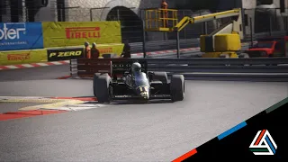 Lotus 98T doing a 1:21 around Monaco