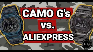 Titanium Camo G-Shock Squares Comparisons 💚 💙  OG Camo & Blue Camo vs. AliExpress Kits