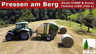 Einsatz am Berg | Heu pressen im Schwarzwald | Deutz 5100P & Krone Fortima 1250 (Teil 1)