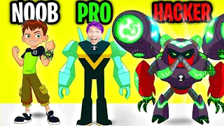 Can We Go NOOB vs PRO vs HACKER In BEN 10: UP TO SPEED!? (APP GAME!)