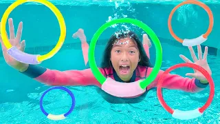 Wendy and Eric Going to Swim in the Pool | Toys and Colors App for Kids