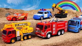 Police Car Team Rescue Construction Vehicles Collection Videos Funny Stories | Mega Trucks