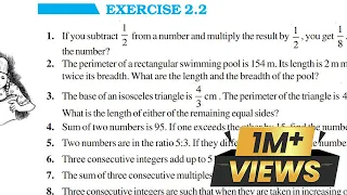 Ch 2 Linear Equation In One Variable || Part 1 Exercise 2.2 || Class 8 Maths || RBSE CBSE NCERT