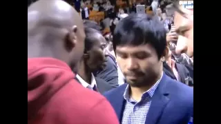 Floyd Mayweather Manny Pacquiao talk at miami heat game