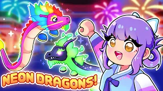 THE NEW DRAGONS ARE AMAZING!! 😍 NEON Rainbow Dragon & NEON Midnight Dragon in Adopt Me!