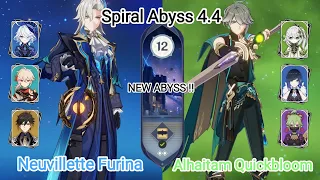 C0 Neuvillette Furina & C0 Alhaitam Quickbloom - NEW Spiral Abyss 4.4 Floor 12 Genshin Impact