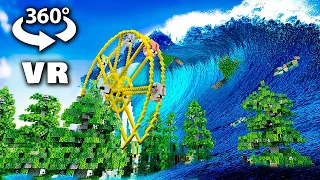 VR 360° TSUNAMI WAVE HITS THE PARK (Minecraft Animation)