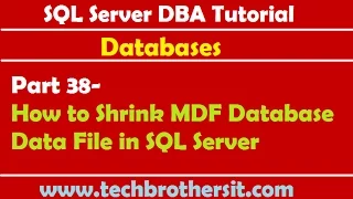 SQL Server DBA Tutorial 38-How to Shrink MDF Database Data File in SQL Server