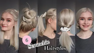 6 Cute & Easy SCRUNCHIE Hairstyles!