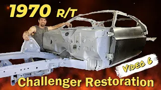 1970 Dodge Challenger R/T Sheet Metal install restoration video 6 Firewall upper cowl and Door Skins