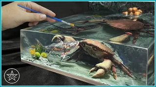 How to make ZOMBIE SHARK vs GIANT CRAB | #HungrySharkEvolution Diorama | Resin Art | Polymer Clay