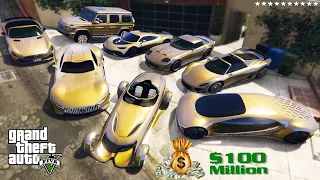 GTA 5 - Stealing $100,000,000 Super Gold Mercedes Cars with Franklin! | (GTA V Real Life Cars #81)