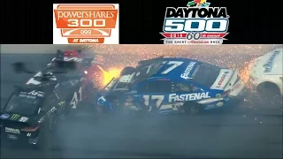 All Crashes For The QQQ Powershares 300 - Daytona 500 - Daytona - 2/17 - 2/18/2018