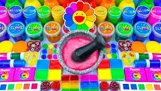 Satisfying Video How To Make Flower Slime Mixing Glitter Eyeshadow Pallete Makeup Cosmetics ASMR #1