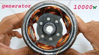 I turn copper coil into 230v 10000w load-shedding alternator electric generator use  bike magnet