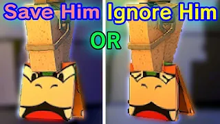 Rescue Bowser vs Mario Ignores Bowser - Paper Mario: The Origami King Cutscenes