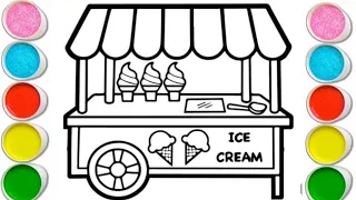 let's draw ICE CREAM shop for Kids & toddlers | drawing, colouring ,painting for kids