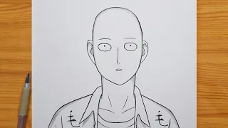 How to draw Saitama - One-Punch Man | Saitama step by step | Easy anime drawing ideas for beginners