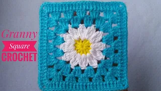 Cuadrado Tejido a Crochet/Granny Square Crochet/Cómo tejer cuadrado a Croché/Crochet Granny square