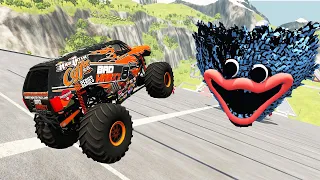 Crazy Cars Jumps Over Giant Huggy Wuggy - Satisfying Cars Crashes Compilation - BeamNG drive Game