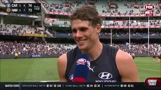 Charlie Curnow - Post game interview after the Blues hold on against the Hawks