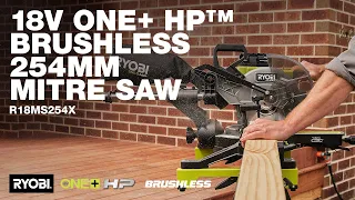 RYOBI 18V ONE+ HP™ Brushless 254mm Sliding Mitre Saw (R18MS254X) in action