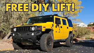 FREE 3min DIY Lift for Hummer H2 (Crank torsion keys) No need for leveling kit!  How To