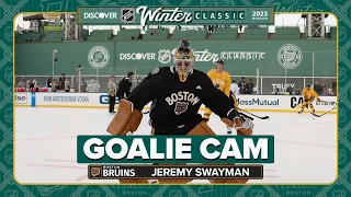 Swayman Wears the GoPro at Bruins Winter Classic Practice