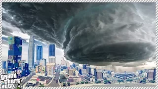 GTA 5 | Trevor, Franklin & Michael Go Mega Storm Hunting (Massive Tsunami & Tornado)