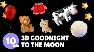 3D COW JUMPING OVER THE MOON GOODNIGHT SENSORY HIGH CONTRAST BABY [NEW 4K]
