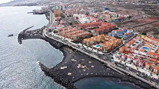 Candelaria is a city in Tenerife (Canary Islands, Spain). Drone view and city walk in November.