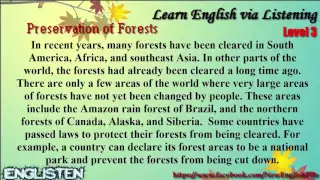 Preservation of Forests Learn English via Listening Level 3 Unit 16