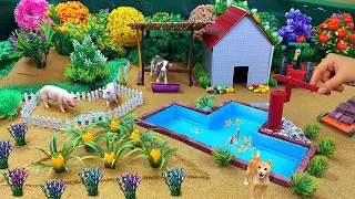 DIY Mini Farm Diorama with House for Cow, Pig | Mini Hand Pump Supply Water | Planting Pineapple