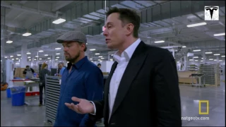 Leonardo DiCaprio and Elon Musk in Gigafactory 2016-10-27