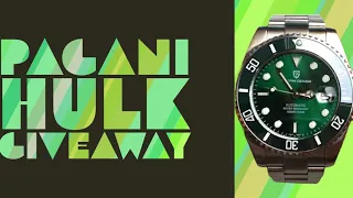 I’m giving away a Pagani Express Homage to the ROLEX SUBMARINER HULK!