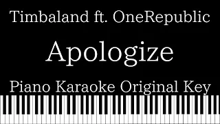 【Piano Karaoke Instrumental】Apologize ft. OneRepublic / Timbaland 【Original Key】