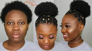 4C Natural Hair SPICED UP HIGH PUFF | Protective CRISS CROSS RUBBERBAND HIGH PUFF STYLE Tutorial